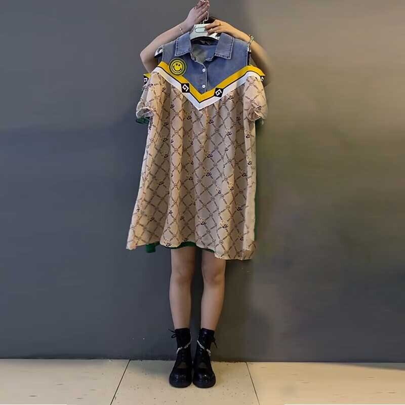 スタイルストラップレスドレス サマースリムスカート 大きめサイズ 夏物 ステッチ ミックスインファッション93329327454