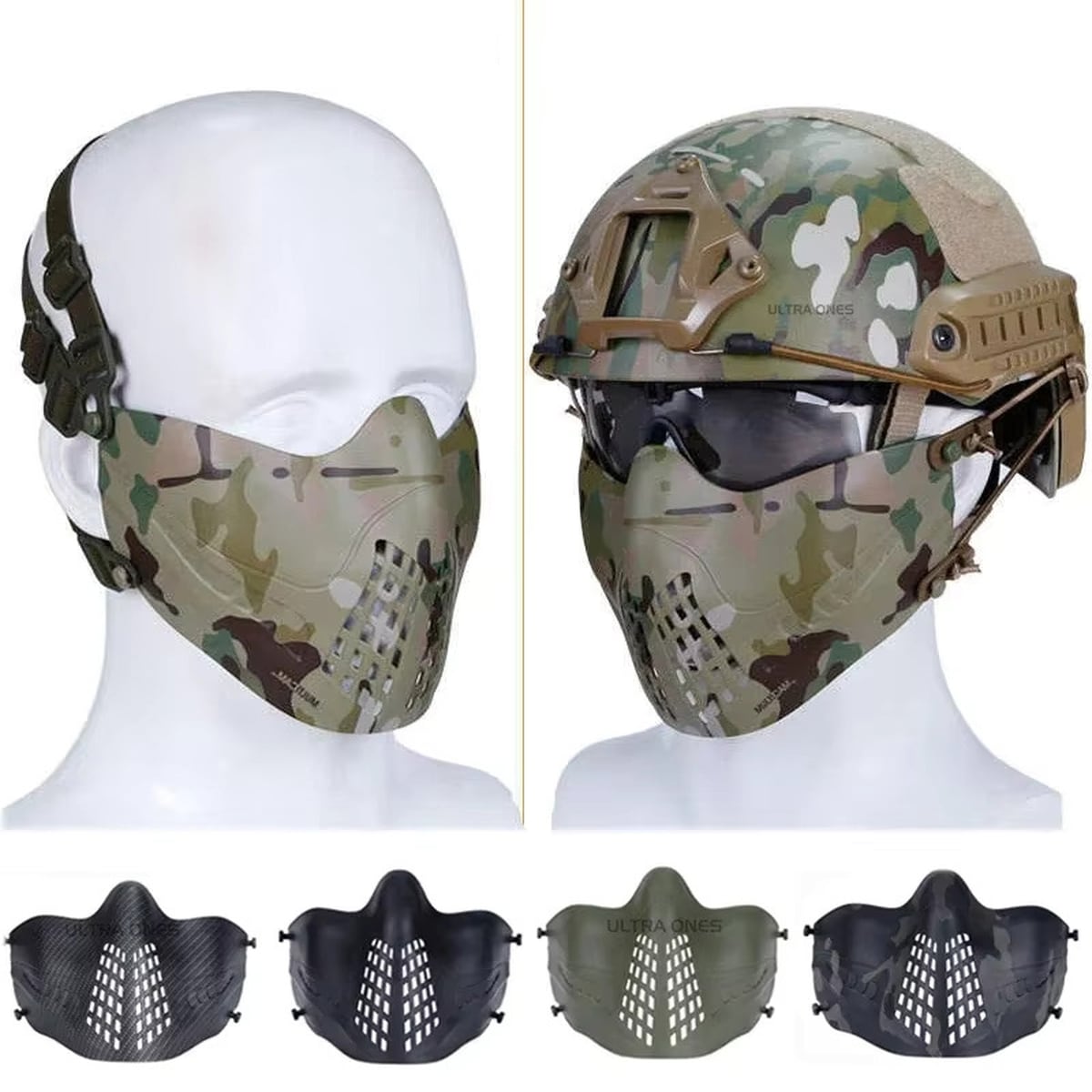 ハーフフェイスマスク タクティカル ヘルメット アクセサリー ミリタリー サバゲー フェイスシールド フェイスガード マスク