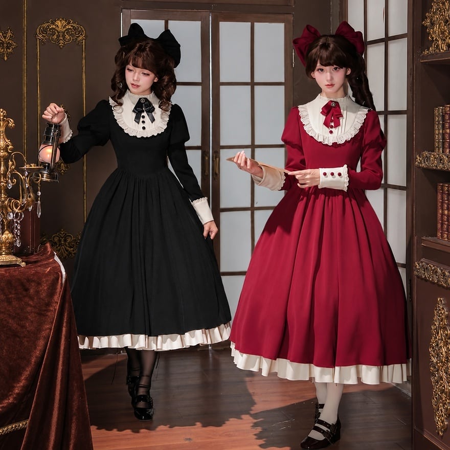 古典洋館のティータイム フリル襟とエプロンのクラロリメイド