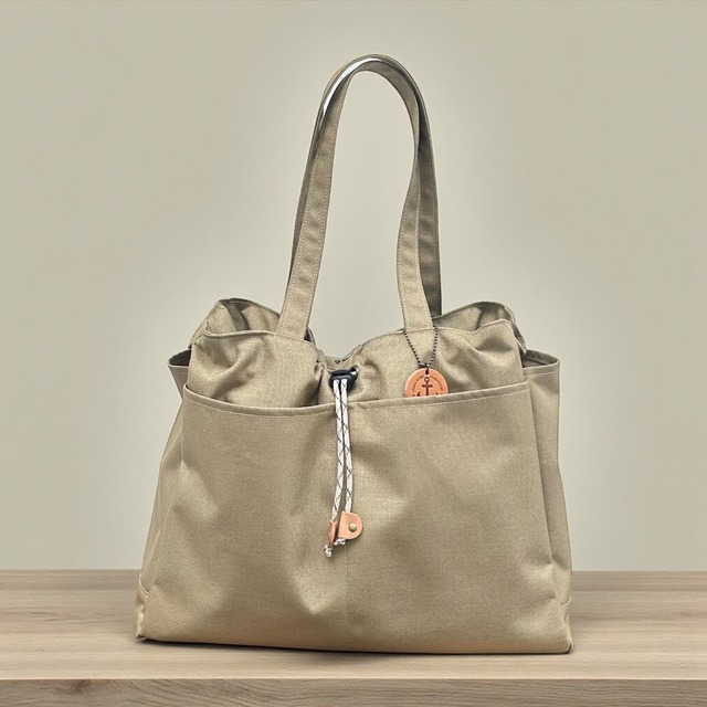 わがままトート：ベージュ（コーデュラナイロン　撥水加工ナイロン素材トートバッグ）＜受注製作＞