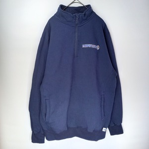ラッセル　ハーフジップ　スウェット　プルオーバー　裏起毛　ネイビー　L