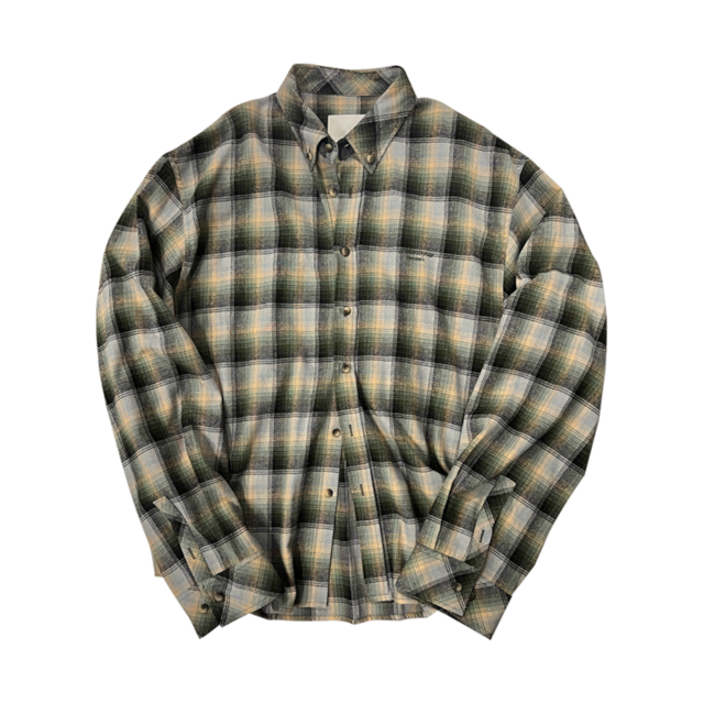 [UNDERMYCAR] Undermycar Mu.74 Anti Fxxking Logo Play Basic Long Sleeve Flannel Shirts Beige Green 正規品 韓国ブランド 韓国通販 韓国代行 韓国ファッション アンダーマイカー 日本 店舗