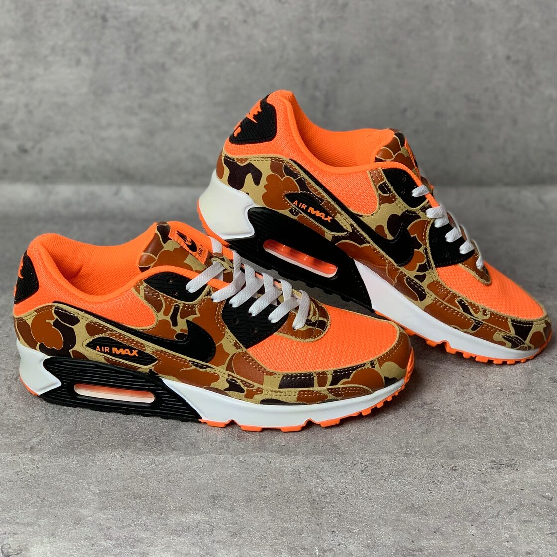ナイキ NIKE エアマックス90 ダック カモ スニーカー オレンジ 28cm 