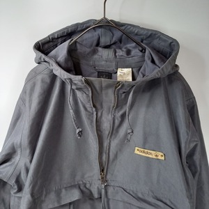 アディダス　コットン　プルオーバー　パーカー　グレー　L