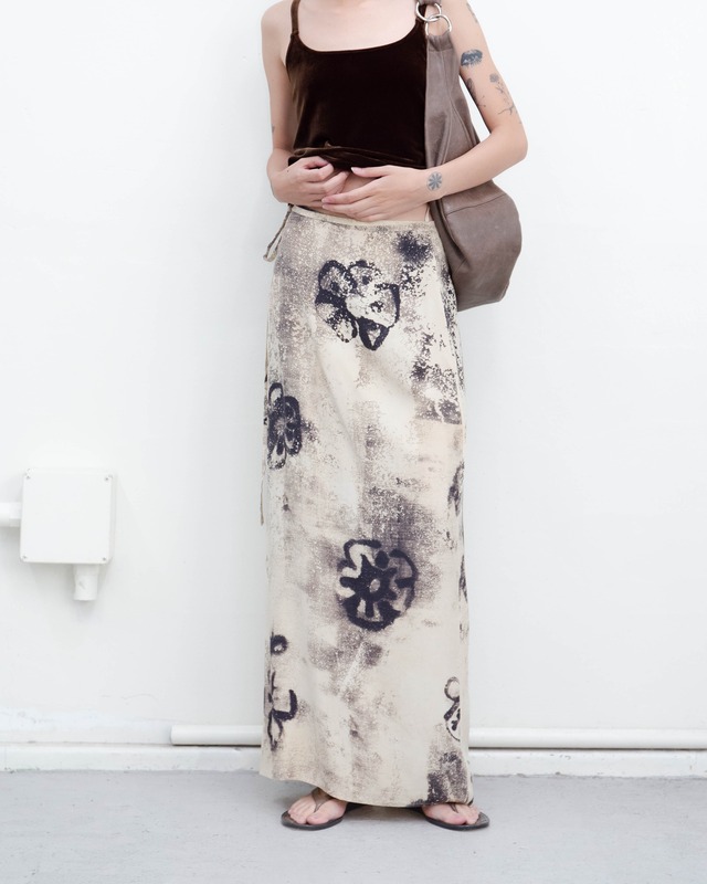 1990s Max Mara - silk floral mock wrap skirt