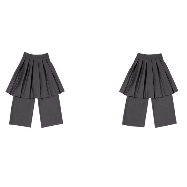 layered pleated wide pants　J00244