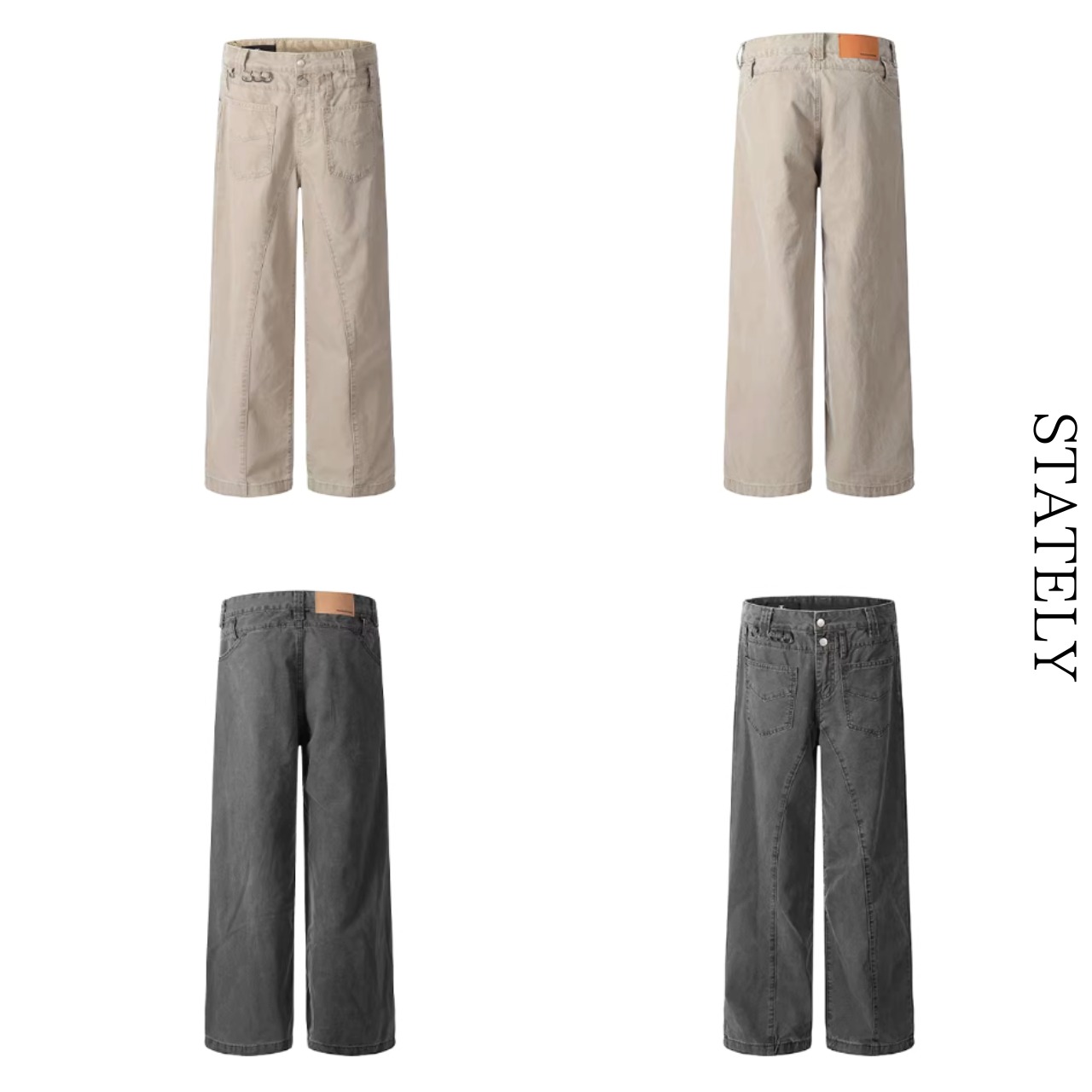 Unisex Ring Detail Wide Denim Pants/2color_B04・画像4