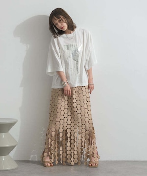 32684 ニュアンス箔プリントTシャツ white