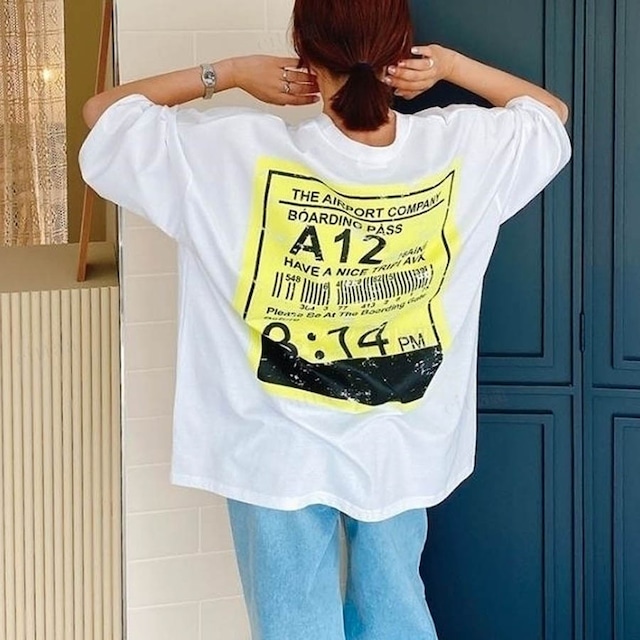 【予約】Y-3204　2024夏新作♡AIRPORTヴィンテージプリント半袖Tシャツ　ホワイト　0405 【Y-3847】