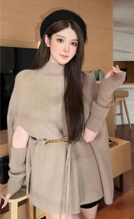 美品 BELPER ベルパー カウチン 微笑ましく ニット ポンチョ