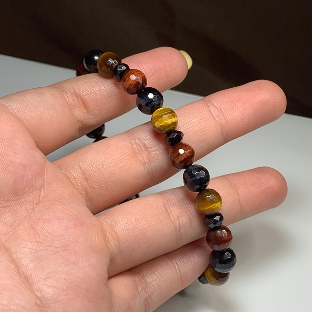 ミラーボールカット・ミックスタイガーアイ×ブラックスピネル ブレスレット