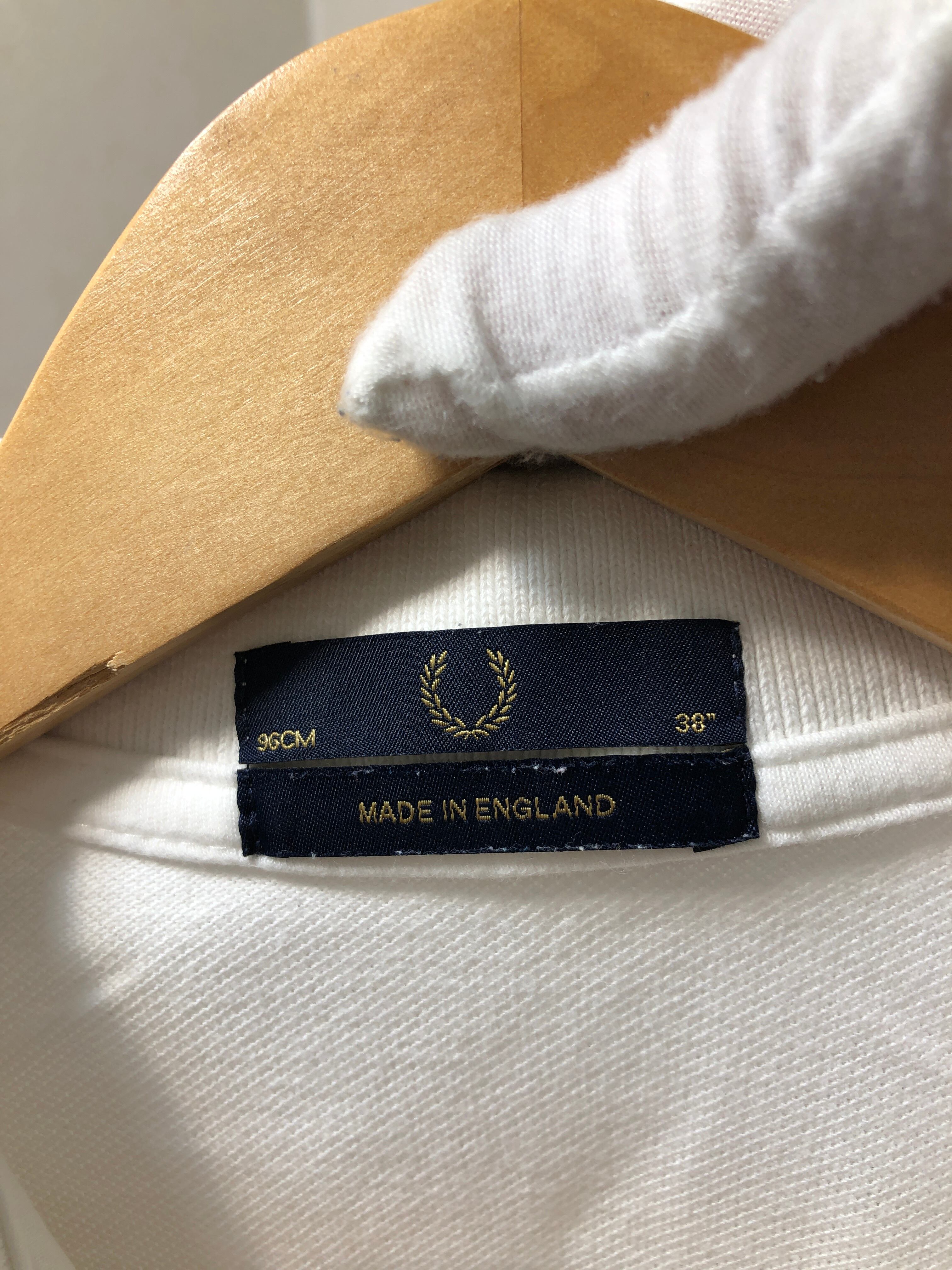 800791○ FRED PERRY 半袖 ポロシャツ 38 ホワイト MADE IN ENGLAND 