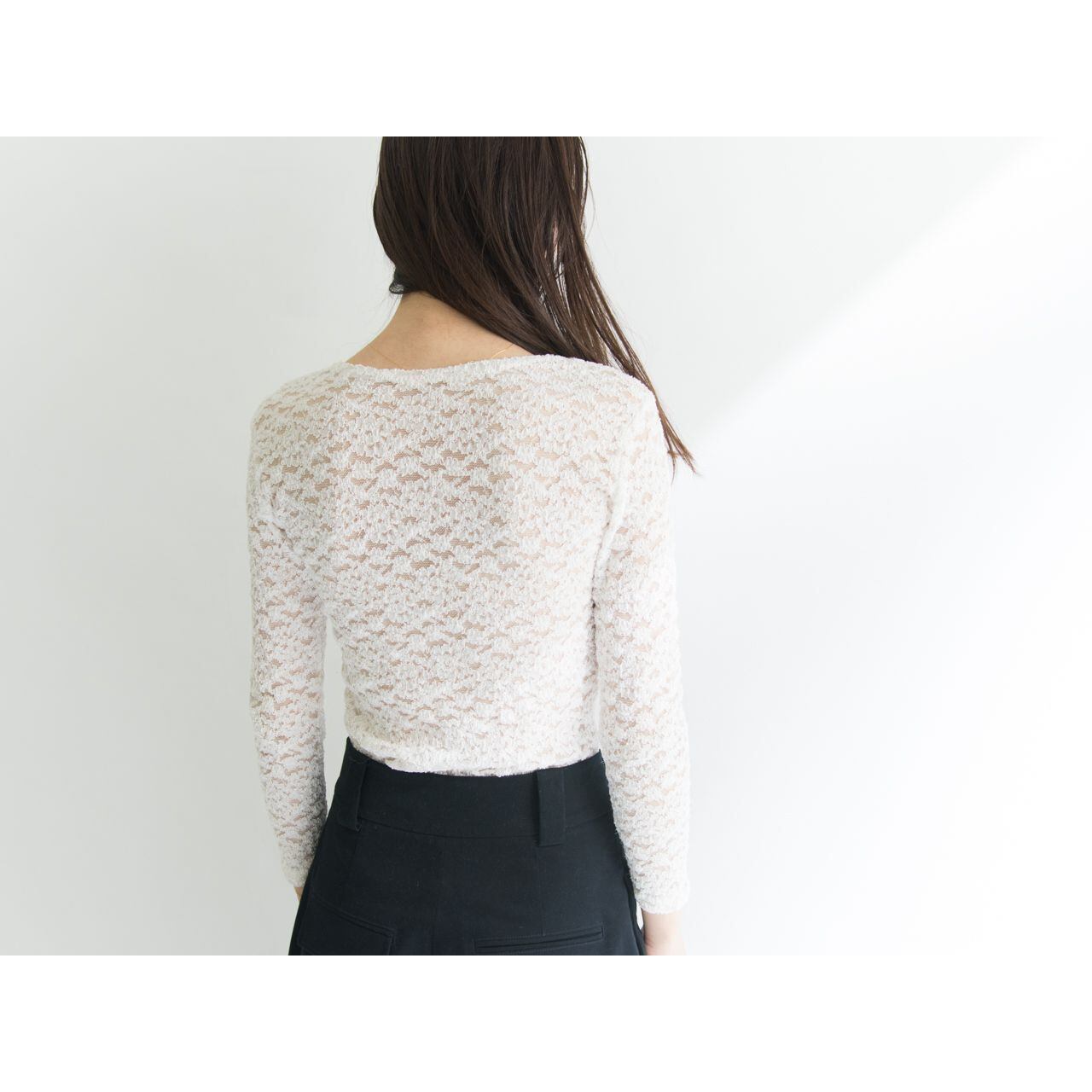 【Made in Europe】U neck lace blouse（ヨーロッパ製 Uネックレーストップ ブラウス）4d