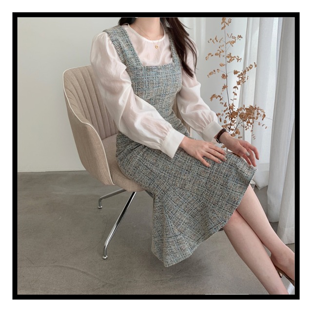 ツイードロングワンピース