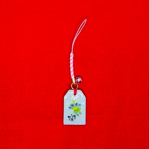 お守り ブルー ストラップ&鈴の色:ピンク