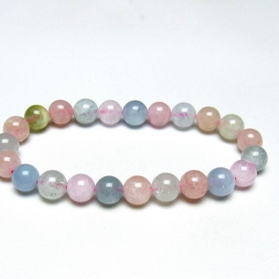 ミックスカラーベリル ブレスレット 8mm 一点物 メール便可 [M便 1/10] 111-48772