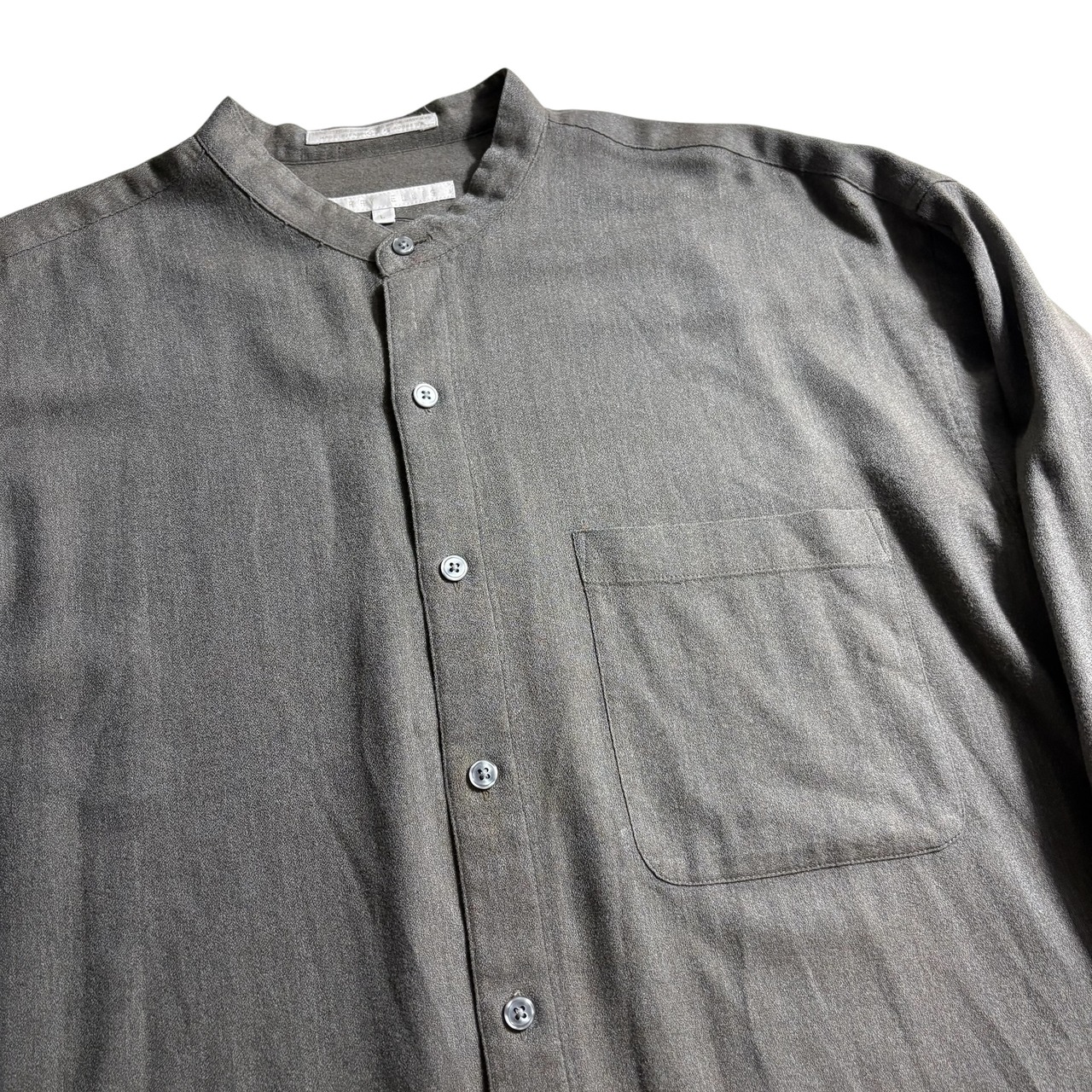 PERRY ELLIS cotton rayon band collar shirt