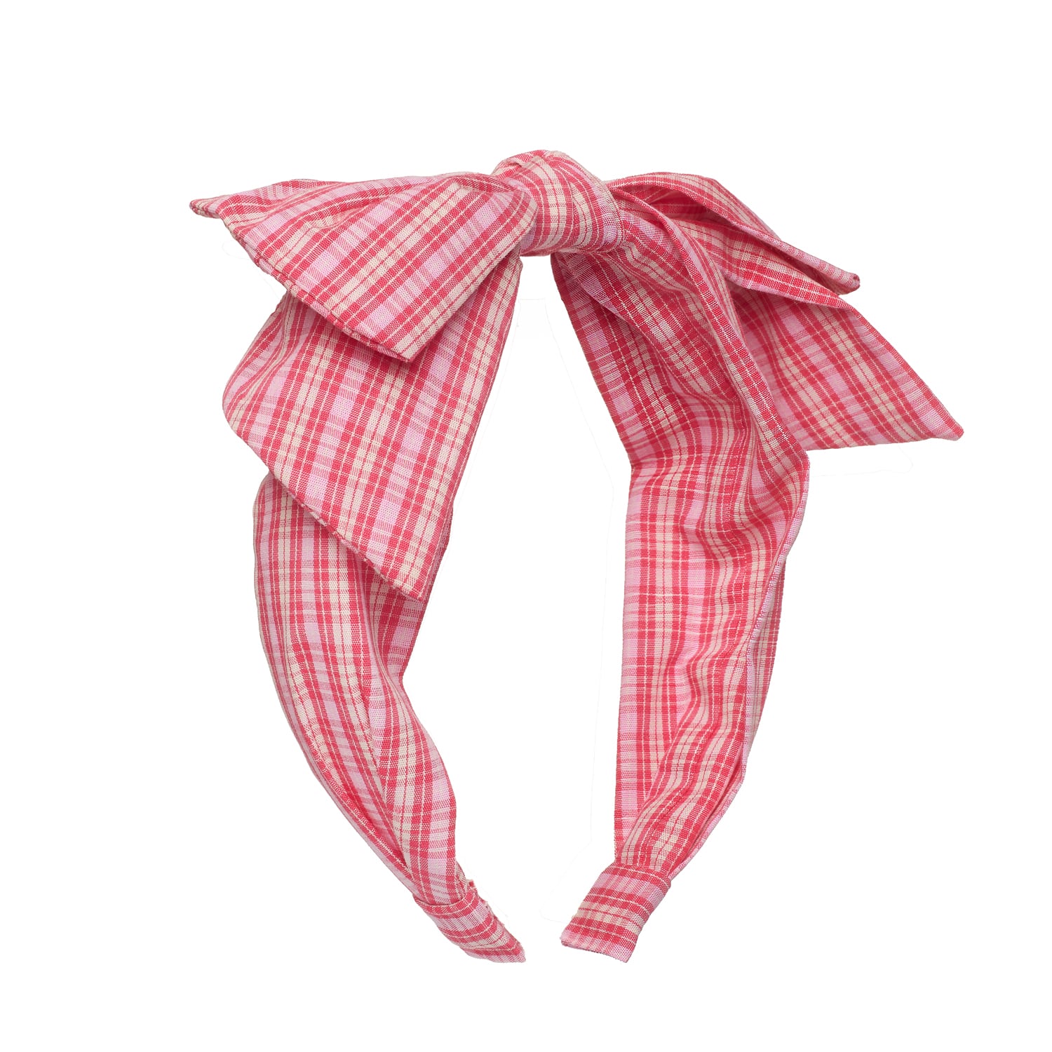 H2665R:Plaid Double Bow Headband-RED
