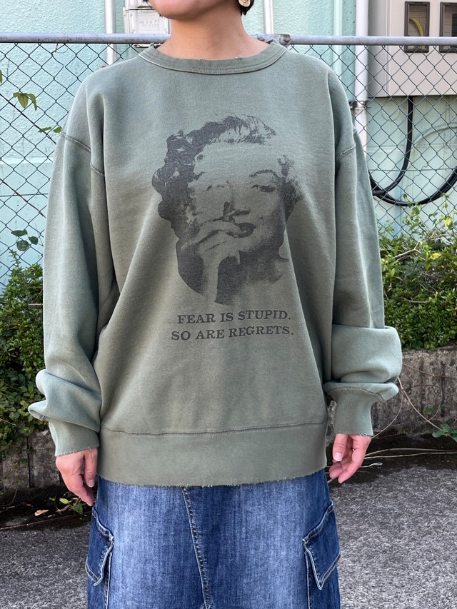 KHA:KI/MIL25FCS3470/ヴィンテージ加工スウェット(オリーブ)