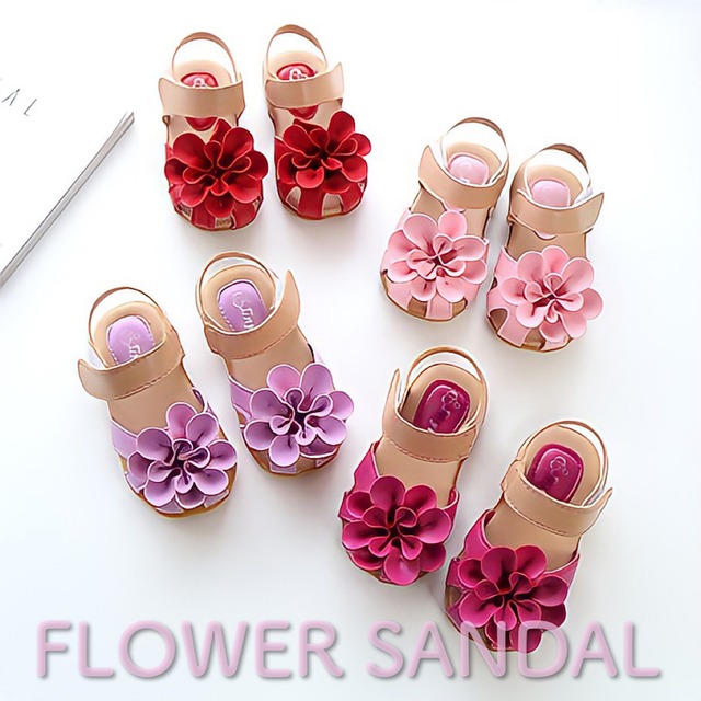 キッズサンダル 女の子 クッション 履きやすい フラワー デザイン 花 モチーフ ストラップ マジックテープ 滑り止め 柔軟 軽量 子供 靴 ジュニア 子ども 子供サンダル 春 夏 サマー 女の子サンダル 子供用 ぺたんこ こどもシューズ フラット シューズ Ange Select