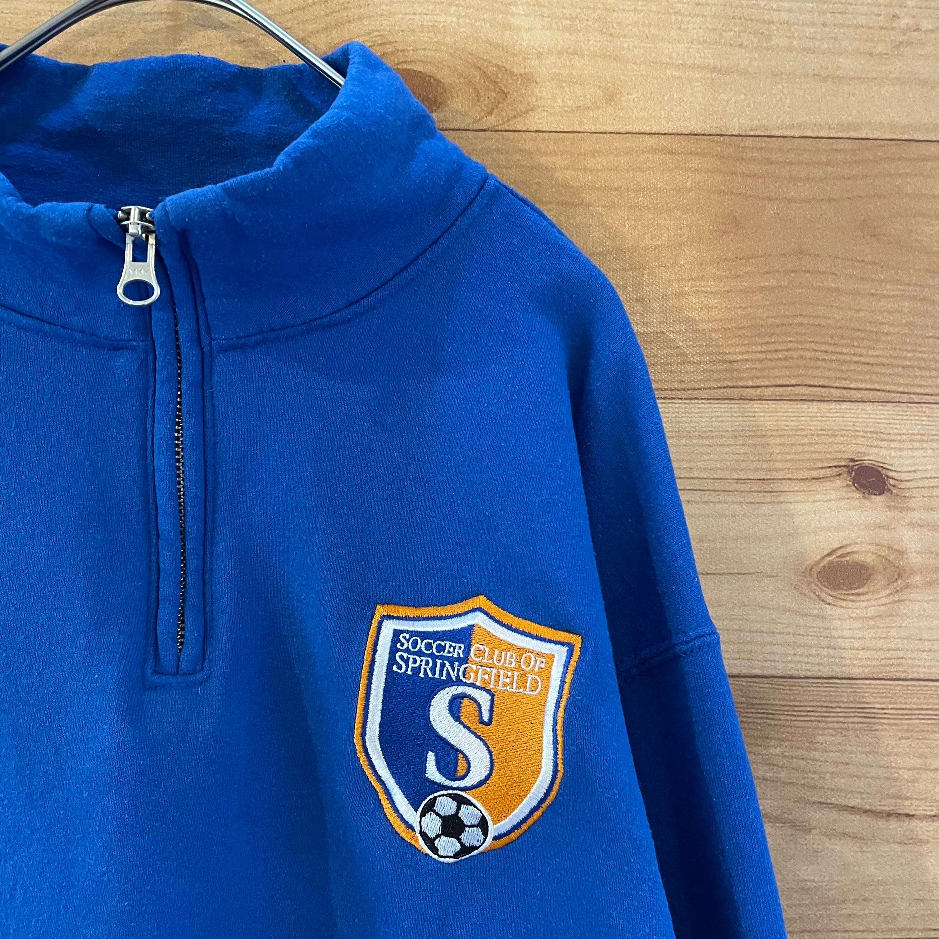 USA古着】ハーフジップ スウェット Springfield Soccer Club サッカークラブ ワンポイントロゴ 刺繍ロゴ M相当 アメリカ古着 | 古着屋手ぶらがbest USA古着】ハーフジップ スウェット Springfield Soccer Club サッカークラブ ワンポイントロゴ 刺繍ロゴ M相当 アメリカ古着 | 古着屋手ぶらがbest