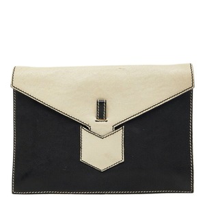 サンローラン バイカラー クラッチバック セカンドバッグ 233455 ホワイト ブラック レザー レディース SAINT LAURENT 【中古】