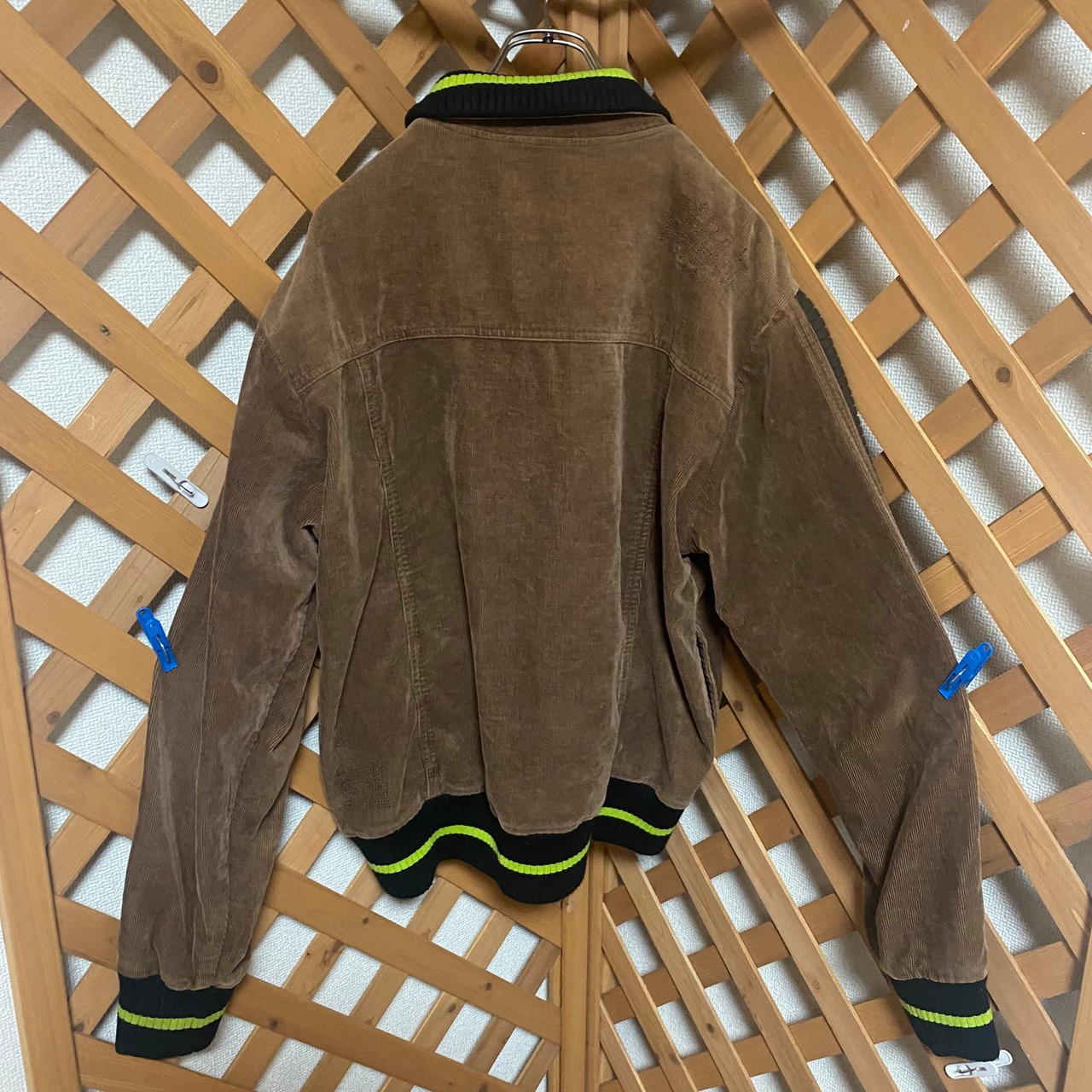 PUMA プーマ コーデュロイジャケット 腕リブ 蛍光ライン ロゴ刺繍 XL 