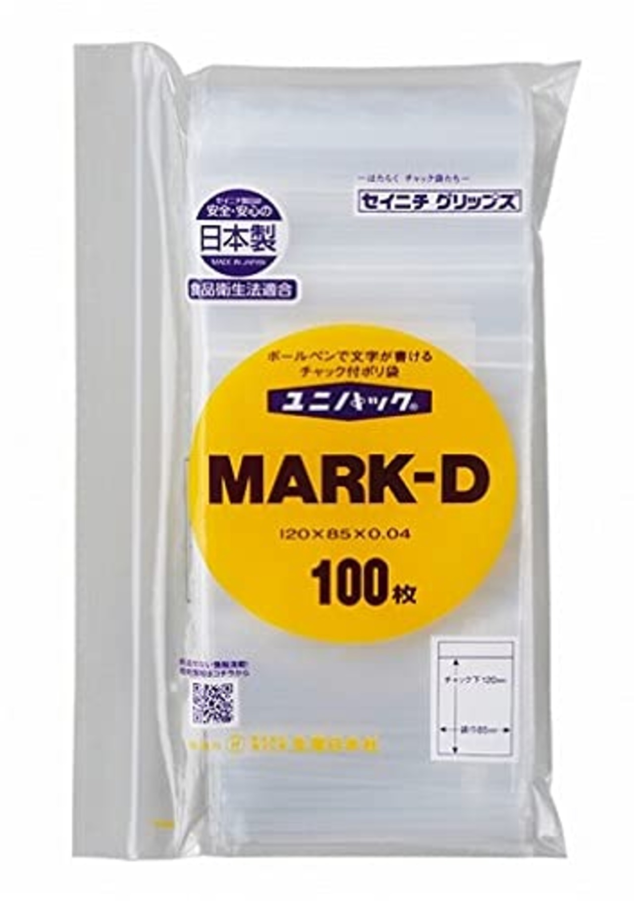 セイニチ 「ユニパック」 ＭＡＲＫ－Ｄ １２０×８５×０．０４ １００枚入 MARK-D(100)