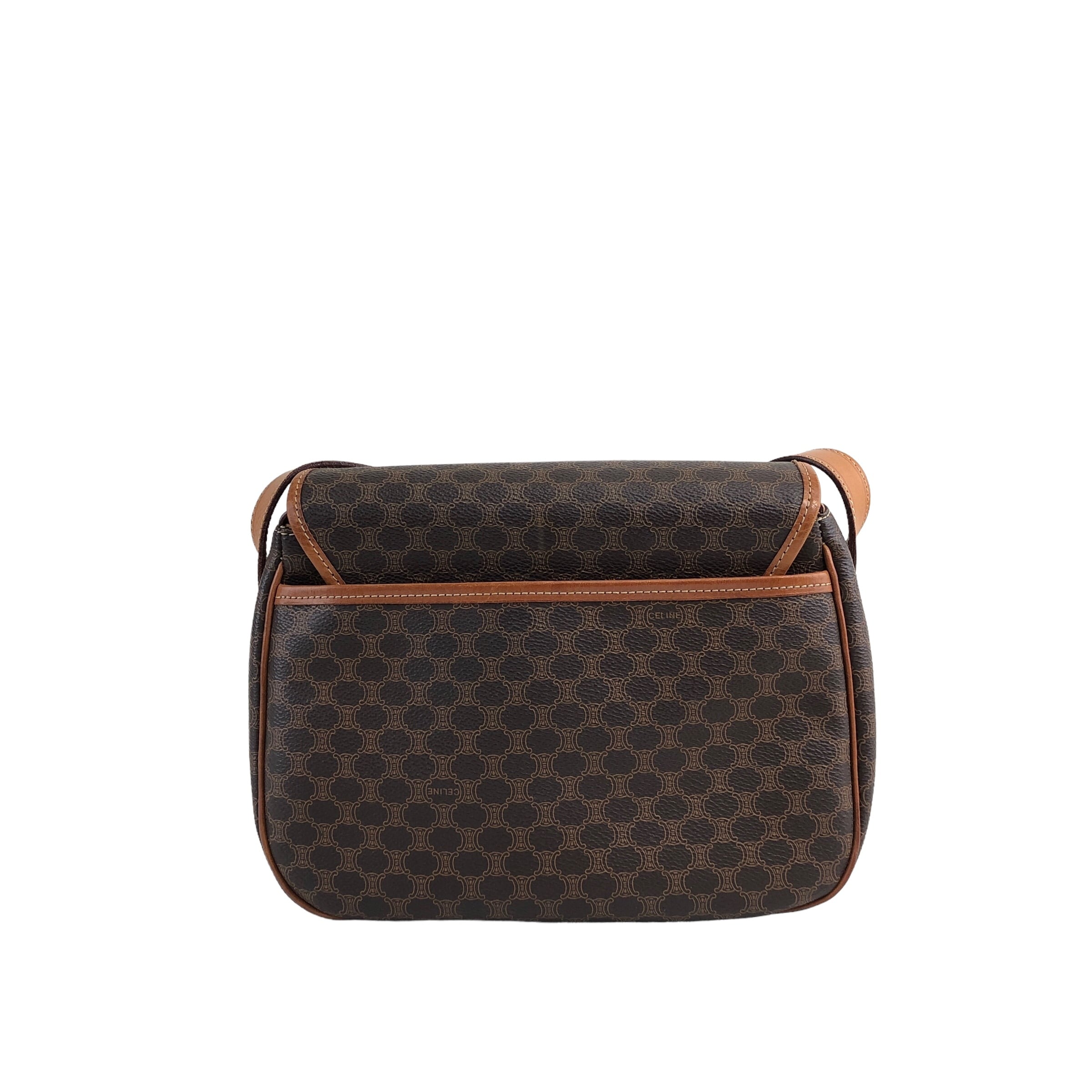 CELINE セリーヌ マカダム ショルダーバッグ ブラウン ブラゾン型押し
