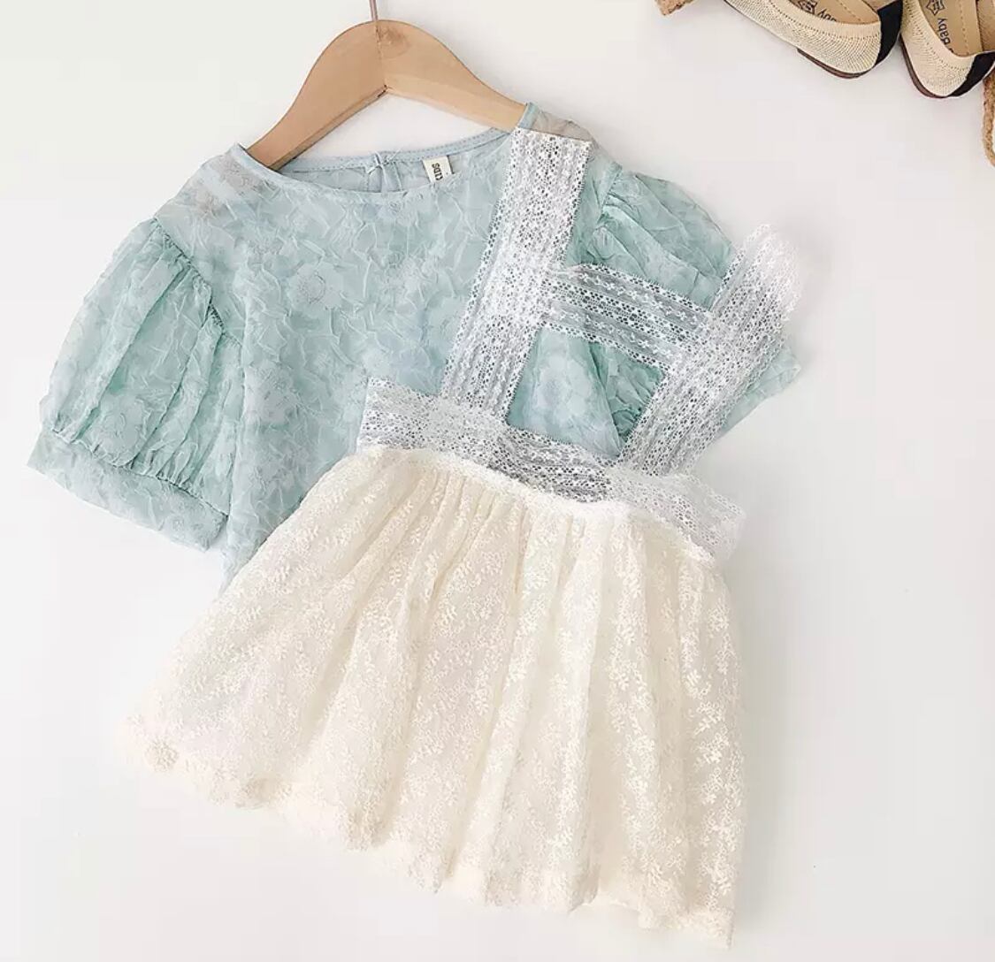 オーガンシーセットアップ》》》》》海外子供服 春 レース ガール プチプラ セットアップ