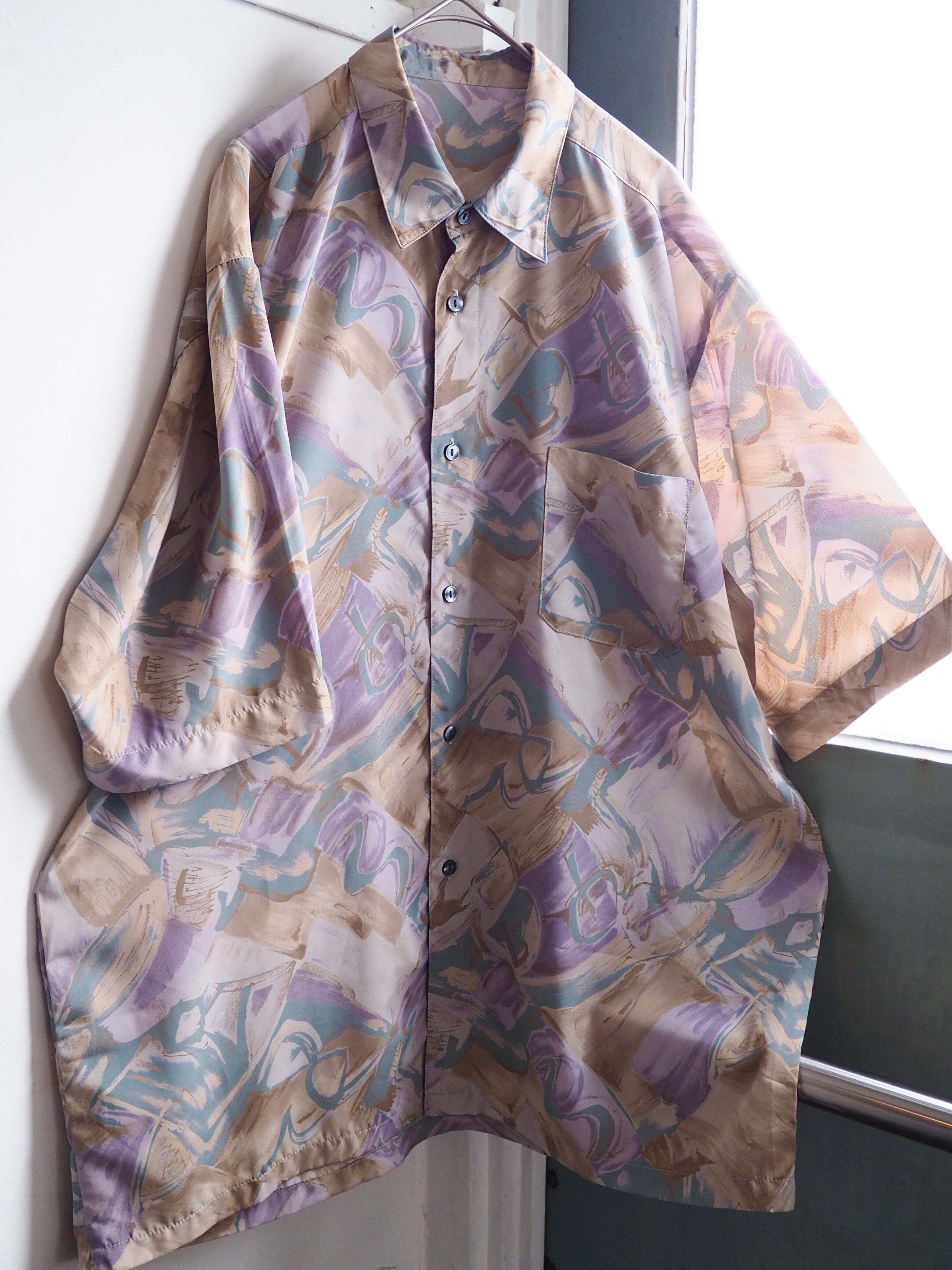 1990s Bewitching Beautiful magenta art Design vintage Drape loose shirt