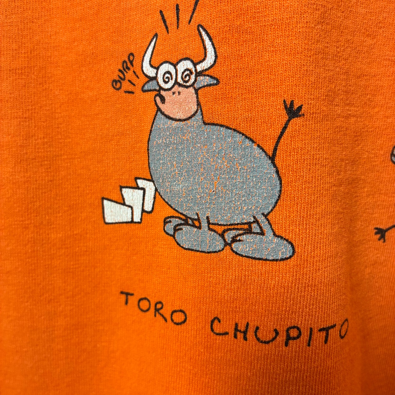 PLANETA TORO お酒飲んで酔い潰れていく牛Tee オレンジ　L