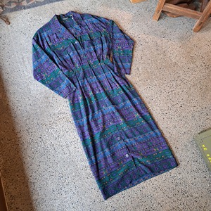 シルク 総柄ワンピース used [204025]