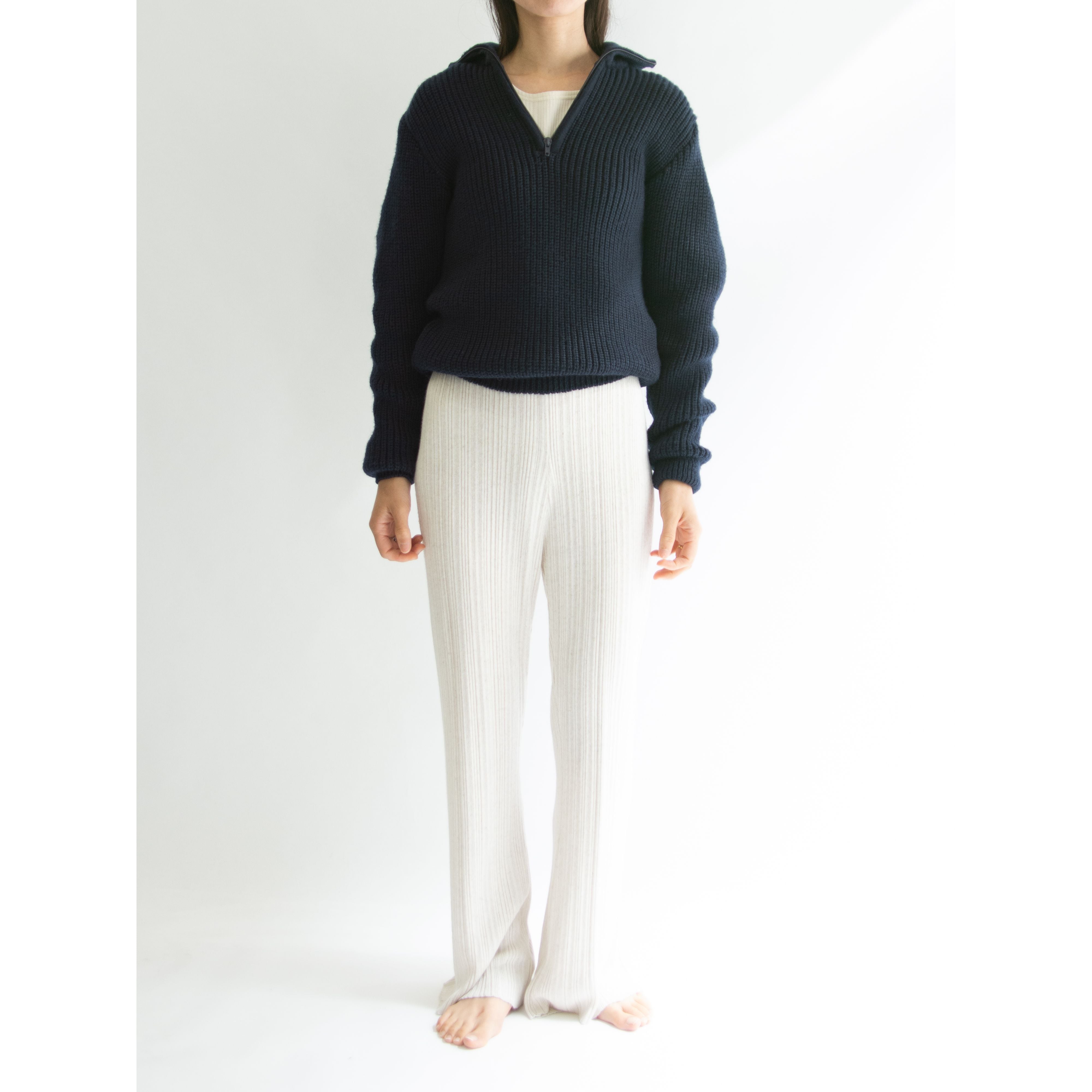 【Elegance】 Made in Westren Germany 70's 100% Wool Knit Pullover（エレガンス 西ドイツ製 ウールニットプルオーバー ハーフジップセーター）