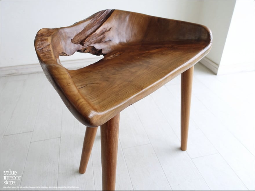 チーク無垢材 プリミティブチェアN04 イス 椅子 ベンチ 木製チェアー 天然木 手作り ナチュラル 素朴 銘木家具 一点物