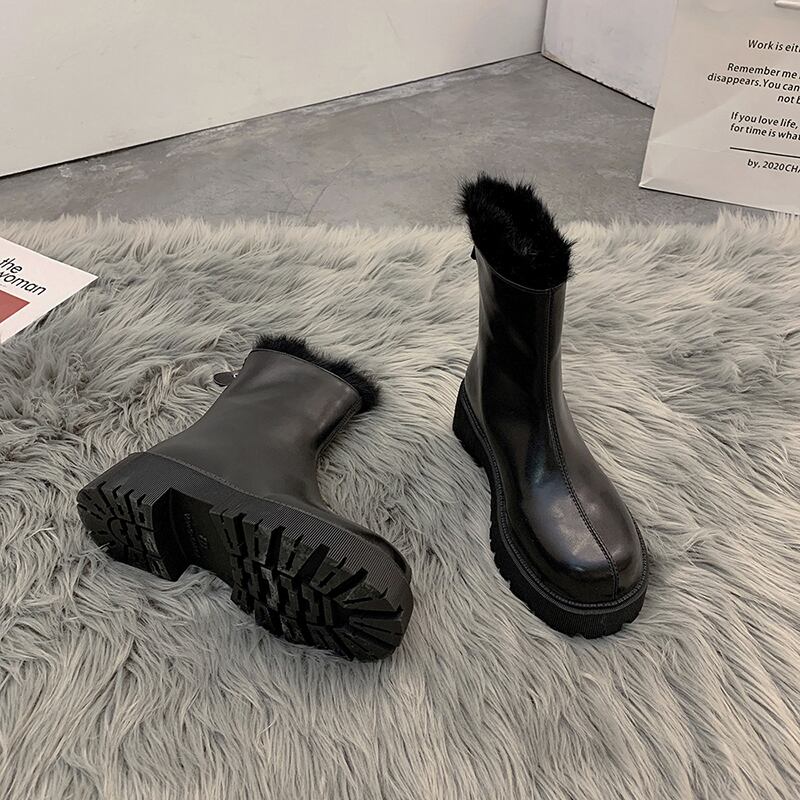 薄手ブーツショートウィンターカジュアルブラック 靴 シューズ 冬物 フェイクシューズ53654687991