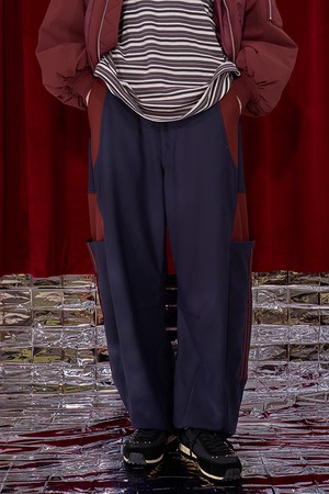 Nora Lily / ノラリリー Line Track Jersey Barrel Cargo Pants/ ネイビー