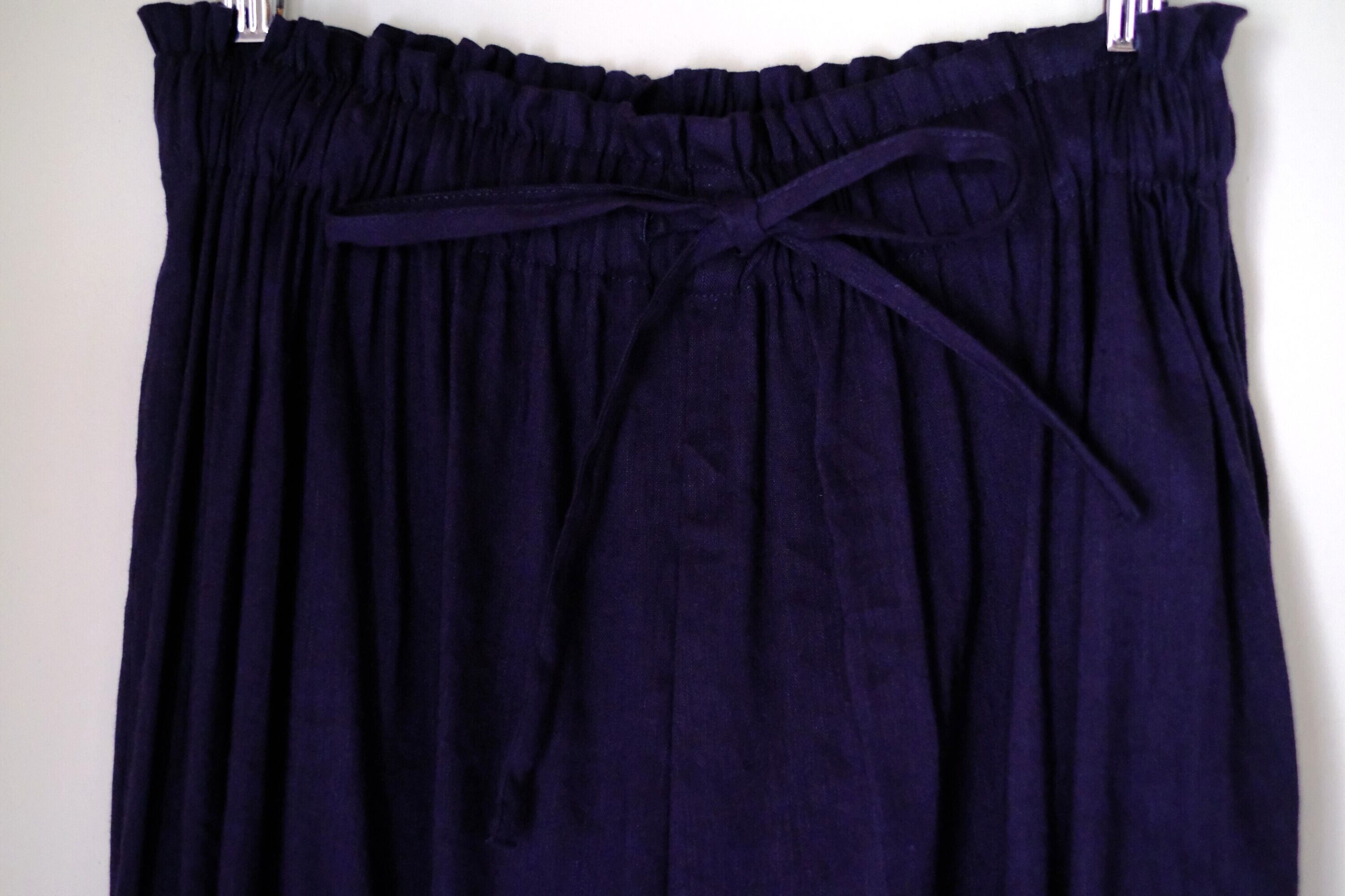 ギャザーパンツ(リネン／ネイビー)