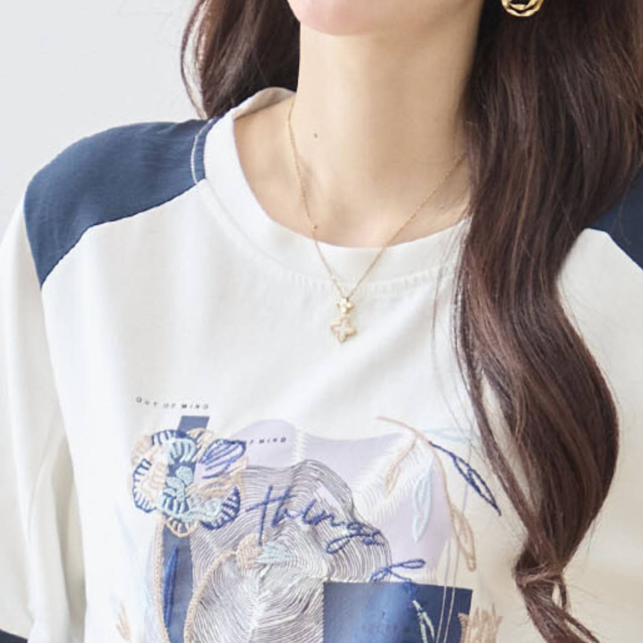 TRUBE グラフィック配色パッチデザイントップス 【M~L】ホワイト