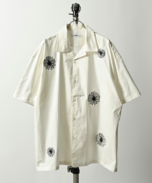 ATELANE random flower embroidery shirt (WHT) 24A-15030