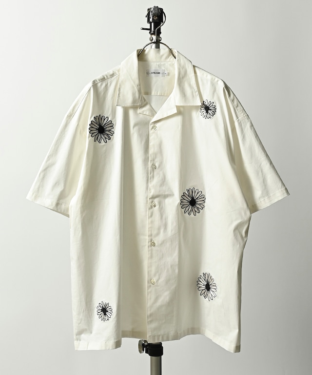 ATELANE flower embroidery short sleeve shirt (BRN) 24A-15020