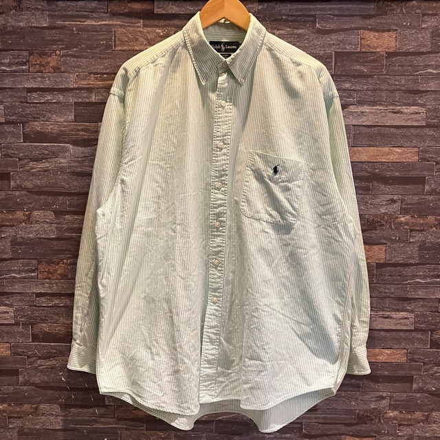 RALPH LAUREN STRIPE BIG SHIRT GREEN