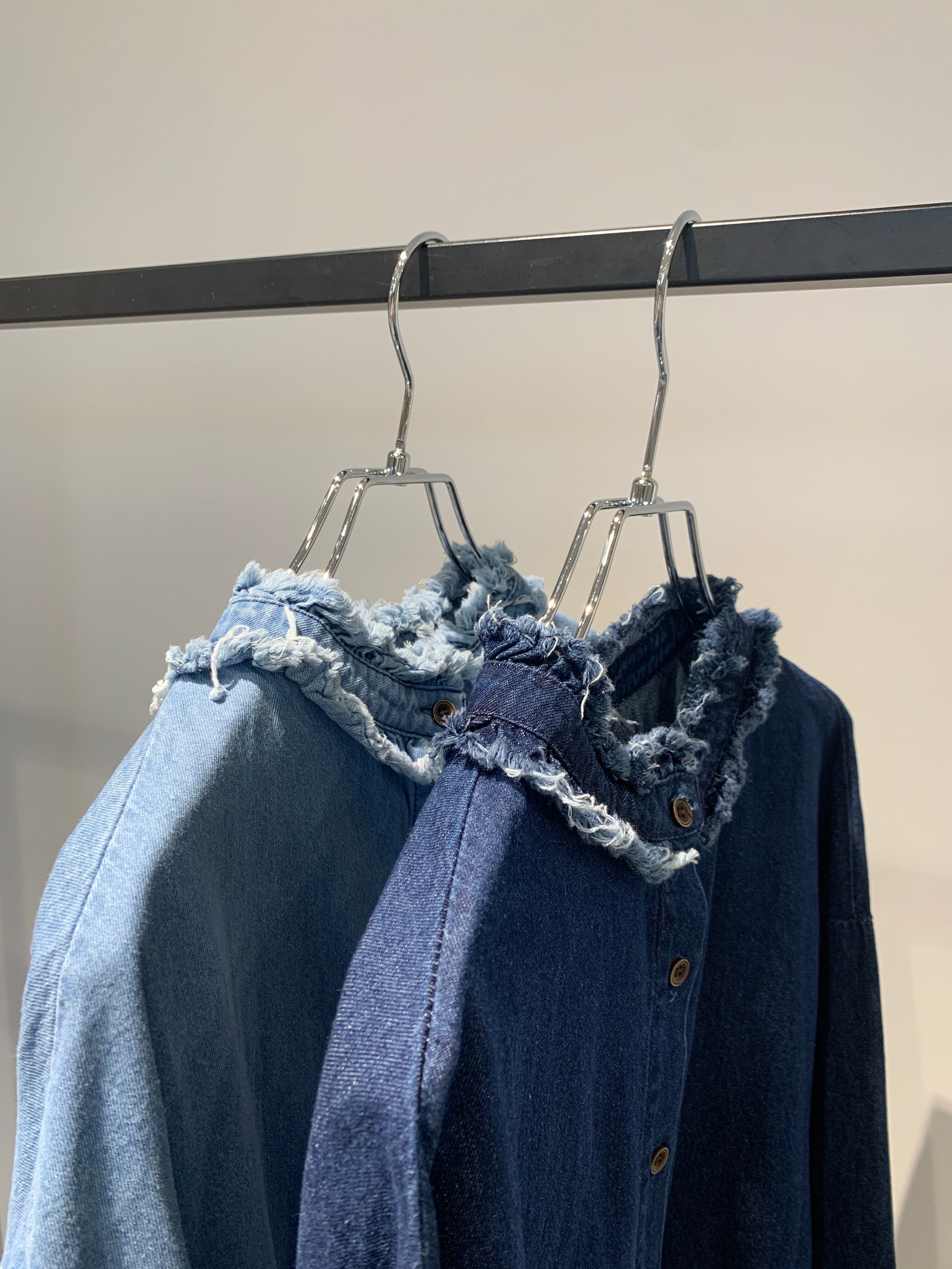 fringe frill trimming denim shirt