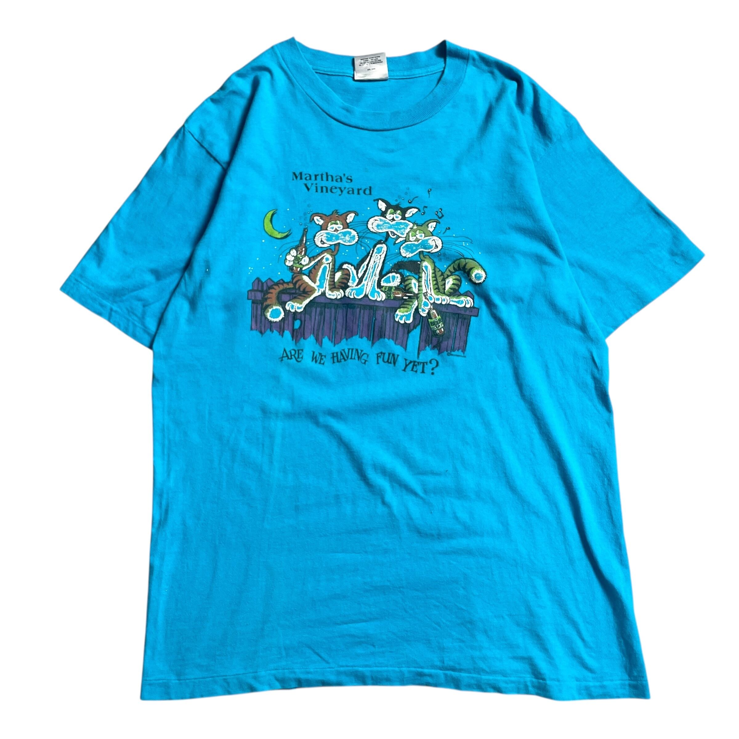 90s USA製 猫 おもしろプリント 両面 vintage T-shirt