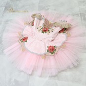 バレエ 衣装 チュチュ ドルシネア 金平糖 花 コンクール 発表会 パーティ ゴールド 金 ジュニア 子供 大人 ピンク系 かわいい おしゃれ ドレス フォーマル 舞台演技 レディース 女の子 発表 華やか スカート イベント