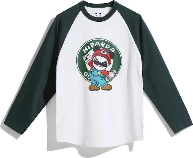 送料無料 【HIPANDA ハイパンダ】メンズ パロディー プリント ロンT MEN'S PANDA PRINT LONG-SLEEVED T-SHIRT / GREEN