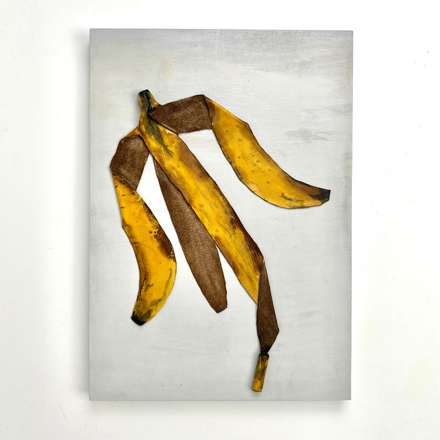 Leather collage art (BANANA PEEL)  A4 size wooden panel original picture