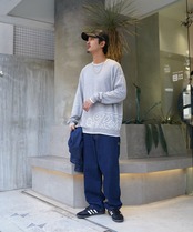 【#Re:room】BIG LOGO W JACQUARD CREW KNIT［REK130］