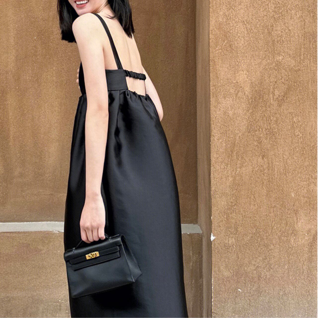 バック オープン キャミソール ロング ワンピース 341231