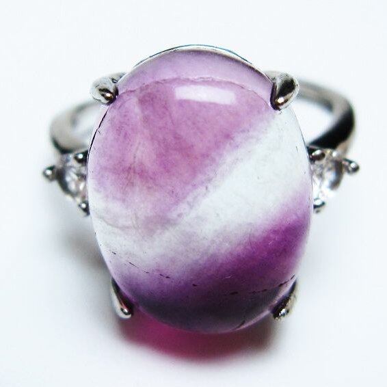 フローライト リング 蛍石 指輪 フリーサイズ 17号 一点物 メール便可 [M便 1/20] 115-7091